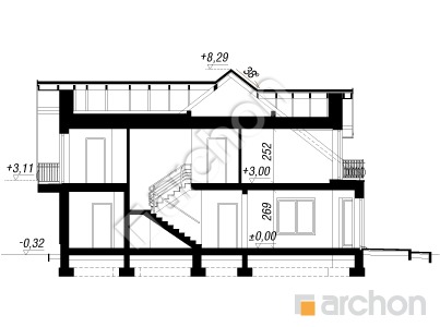 Проєкт будинку ARCHON+ Будинок в діброві 2 (Г2) вер. 2 Розріз будинку