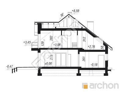 Проект дома ARCHON+ Дом в сансевиериях Розріз будинку
