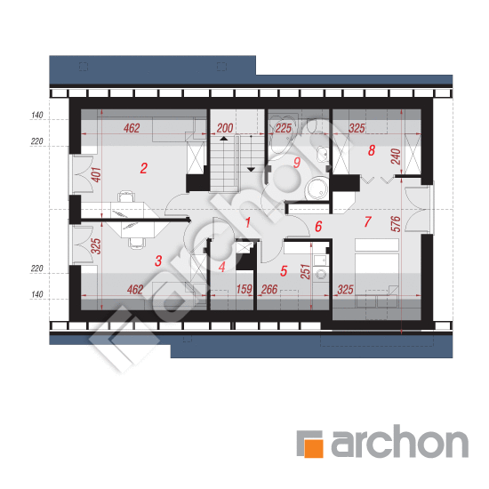 Проект будинку ARCHON+ Будинок в гейджею (Т) План мансандри