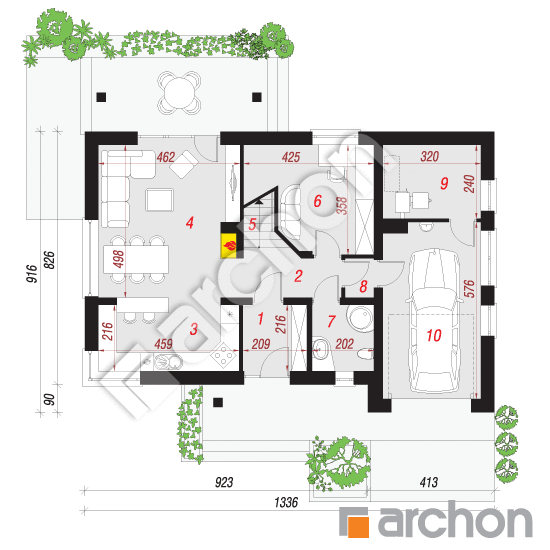 Проект дома ARCHON+ Дом в гейджее (Т) План першого поверху