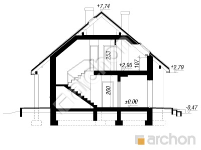 Проект дома ARCHON+ Дом в гейджее (Т) Розріз будинку