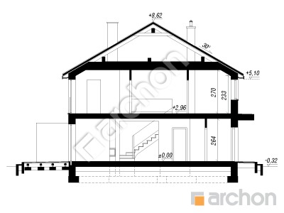 Проєкт будинку ARCHON+ Будинок в рівіях 4 (Б) вер.2 Розріз будинку
