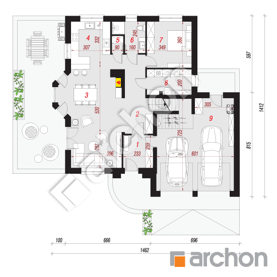 Проект будинку ARCHON+ Будинок в діброві (Г2) вер.2 План першого поверху