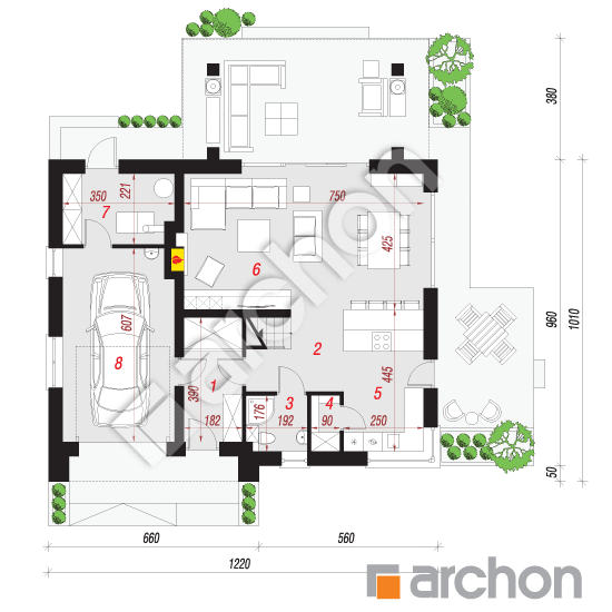 Проект будинку ARCHON+ Будинок в аурорах 7 План першого поверху