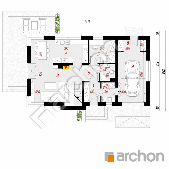 Проект будинку ARCHON+ Будинок в тамариску 7 План першого поверху