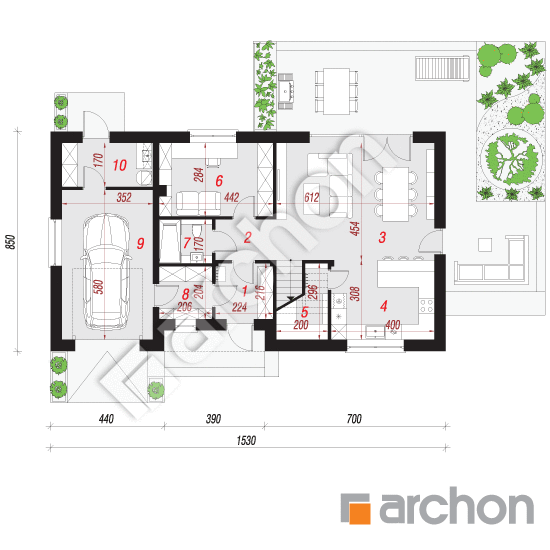 Проект будинку ARCHON+ Будинок в малинівці 14 (Г) План першого поверху