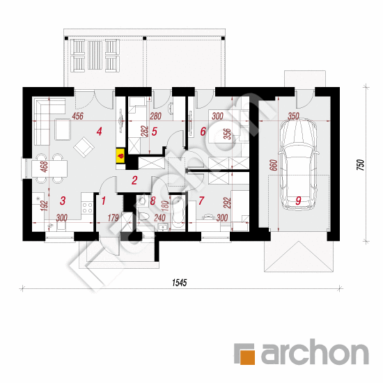 Проект дома ARCHON+ Дом в коручках 3 (Г) План першого поверху