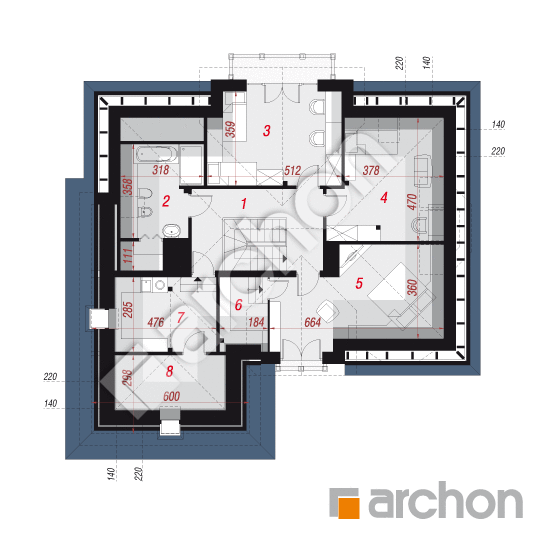Проект будинку ARCHON+ Будинок в каллатеях 2 вер.2 План мансандри