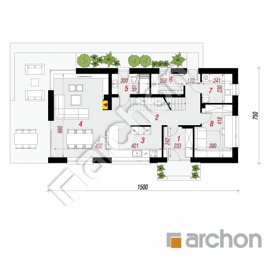 Проект дома ARCHON+ Дом в таурине План першого поверху