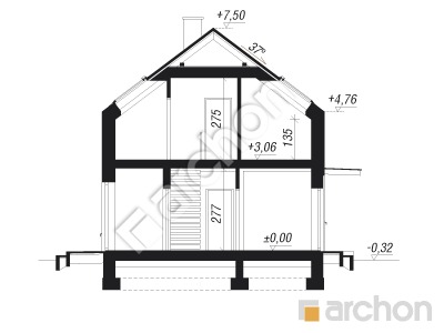 Проект дома ARCHON+ Дом в таурине Розріз будинку