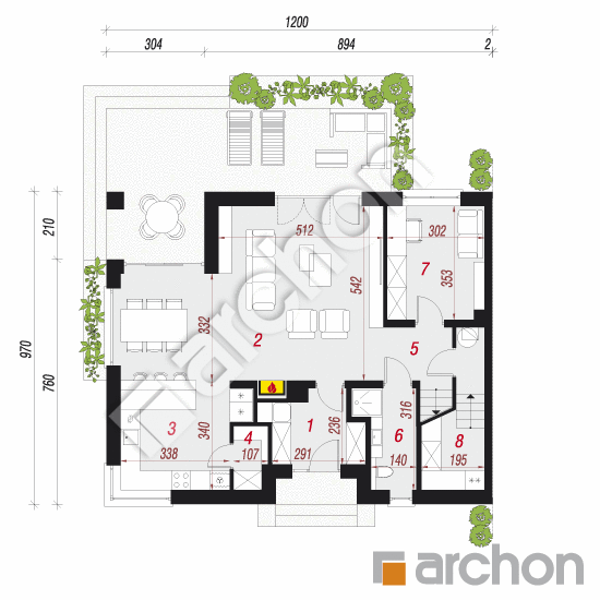 Проект дома ARCHON+ Дом в серебрянках 3 (Б) План першого поверху