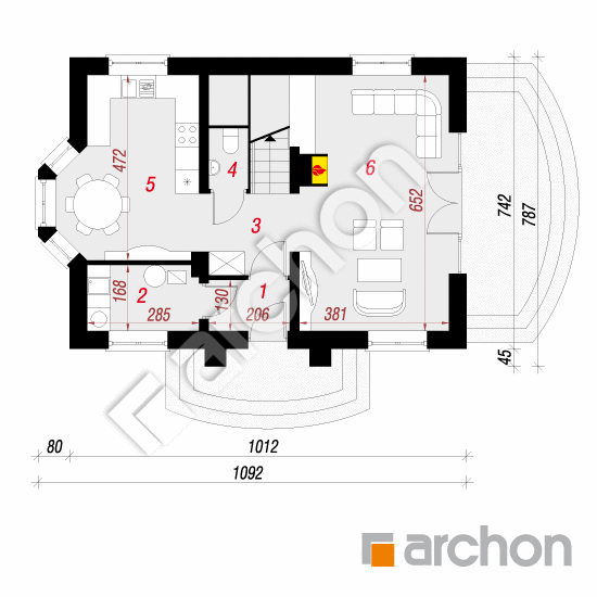 Проект дома ARCHON+ Дом в кориандре 2 вер.2 План першого поверху