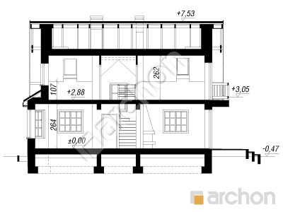 Проєкт будинку ARCHON+ Будинок в кориандрі 2 вер. 2 Розріз будинку