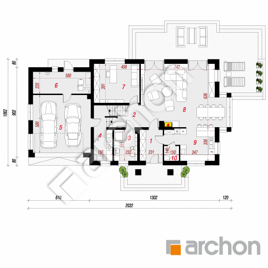 Проект будинку ARCHON+ Будинок в каллах 5 (Г2Н) План першого поверху