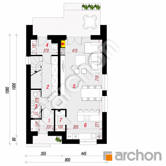 Проект будинку ARCHON+ Будинок під сикоморою 2 План першого поверху