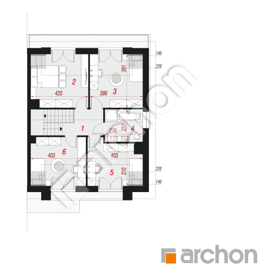 Проект будинку ARCHON+ Будинок в клематисах 29 (БА) План мансандри