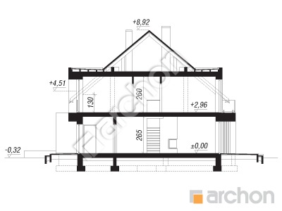 Проєкт будинку ARCHON+ Будинок в клематисах 29 (БА) Розріз будинку