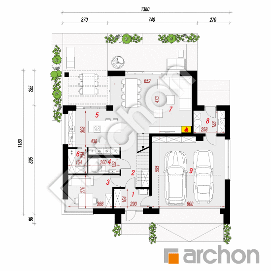 Проект будинку ARCHON+ Будинок під гледичіями (Г2) План першого поверху