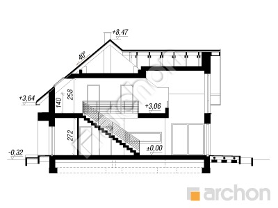 Проект дома ARCHON+ Дом под гледичиями (Г2) Розріз будинку