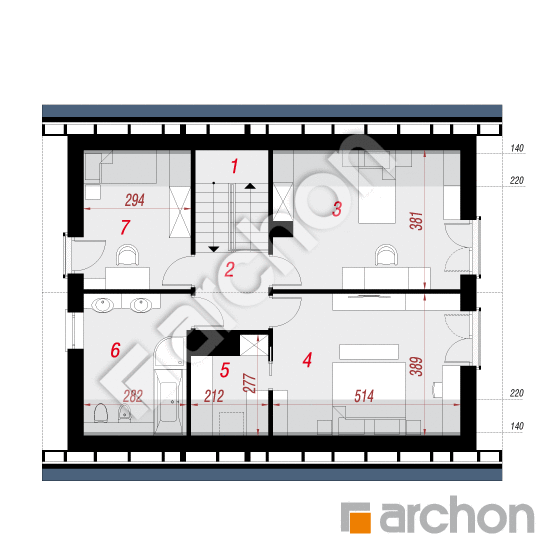 Проект дома ARCHON+ Дом в хлорофитуме 6 (ПТ) План мансандри