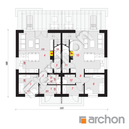 Проект дома ARCHON+ Дом в тунбергиях 2 (Р2А) План першого поверху