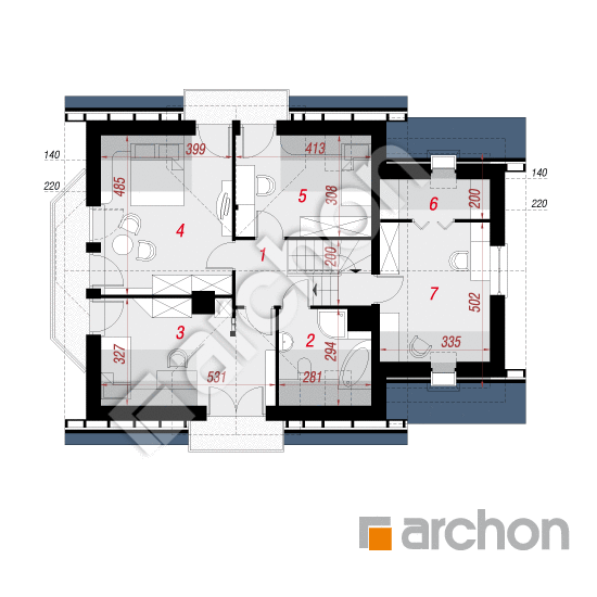 Проект будинку ARCHON+ Будинок в рододендронах 6 (П) вер.2 План мансандри