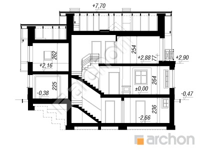 Проект дома ARCHON+ Дом в рододендронах 6 (П) вер.2 Розріз будинку