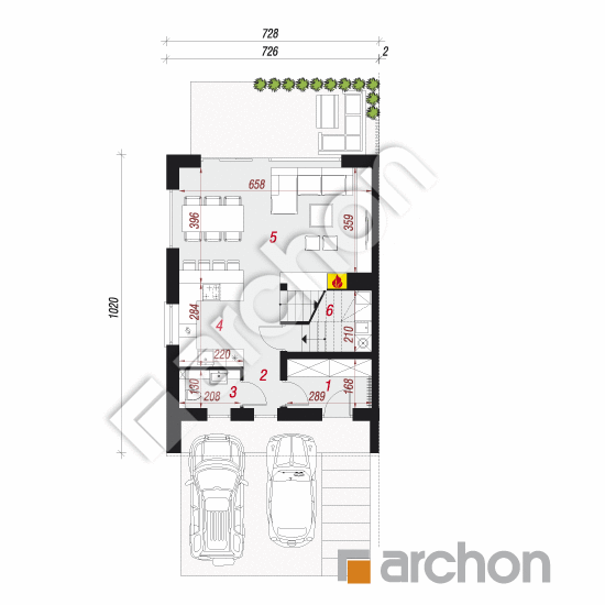 Проект будинку ARCHON+ Будинок під міліном (Б) План першого поверху