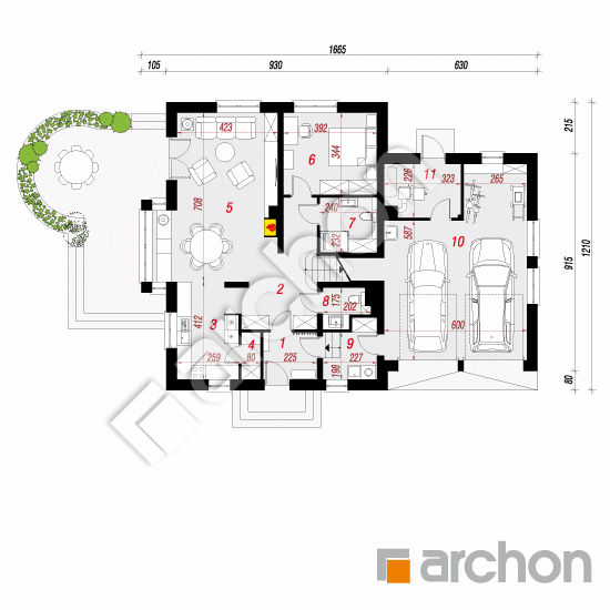 Проект дома ARCHON+ Дом в орегано вер.2 План першого поверху