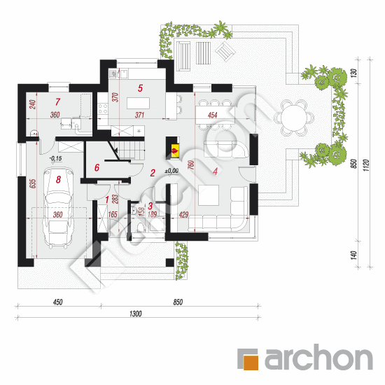 Проект дома ARCHON+ Вилла Ирма План першого поверху
