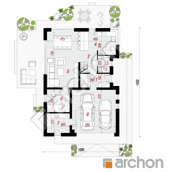 Проект дома ARCHON+ Дом в аурорах 19 (Г2) План першого поверху