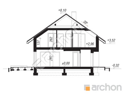 Проєкт будинку ARCHON+ Будинок в аурорах 19 (Г2) Розріз будинку