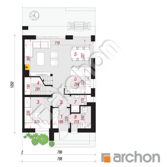 Проект дома ARCHON+ Дом в клематисах 31 (Б) План першого поверху