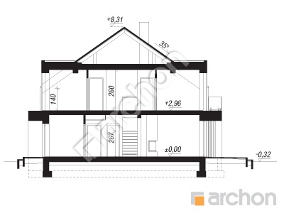 Проект дома ARCHON+ Дом в клематисах 31 (Б) Розріз будинку