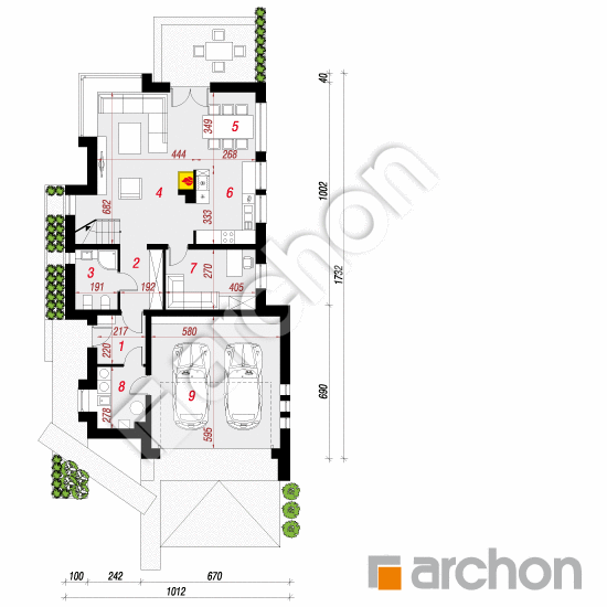 Проект будинку ARCHON+ Будинок в каррі вер.2 План першого поверху