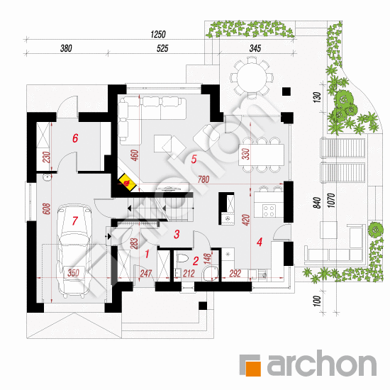 Проект будинку ARCHON+ Будинок в аурорах (П) План першого поверху