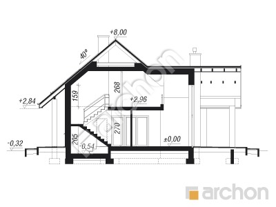 Проект дома ARCHON+ Дом в брунерах (Г2) Розріз будинку