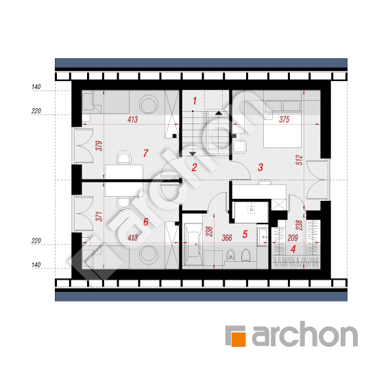 Проект будинку ARCHON+ Будинок у вістерії 8 (Е) ВДЕ План мансандри