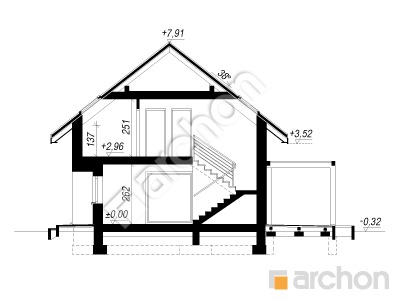 Проект дома ARCHON+ Дом в вистерии 8 (Е) ВИЭ Розріз будинку