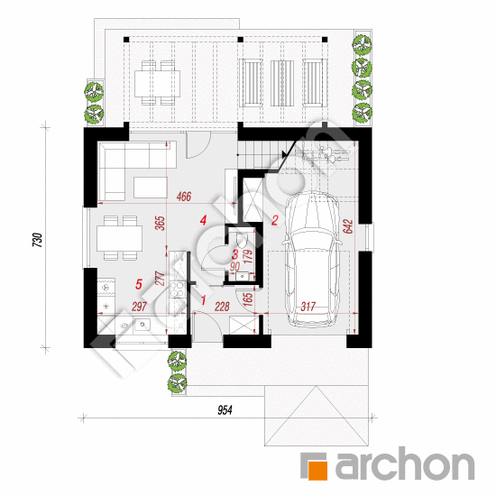 Проект будинку ARCHON+ Будинок в самшиті 2 (Г) План першого поверху