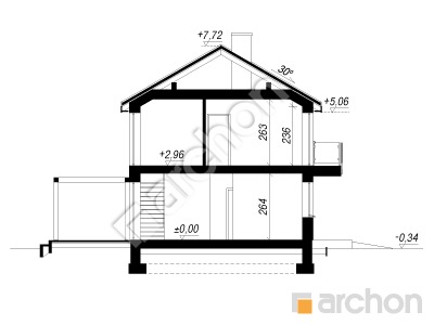 Проект дома ARCHON+ Дом в самшите 2 (Г) Розріз будинку