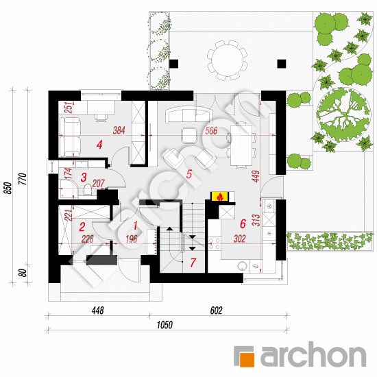 Проект дома ARCHON+ Дом в малиновках (П) План першого поверху