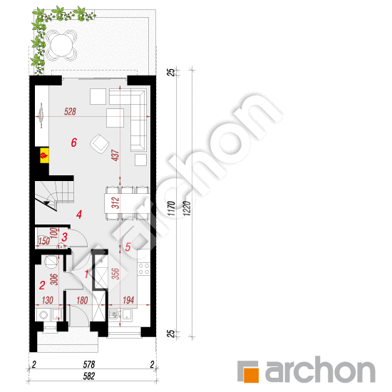 Проект дома ARCHON+ Дом под гинко 9 (СН) План першого поверху
