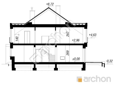 Проект дома ARCHON+ Дом под гинко 9 (СН) Розріз будинку