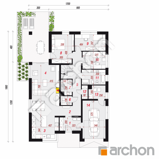 Проект будинку ARCHON+ Будинок в хакетіях 2 План першого поверху