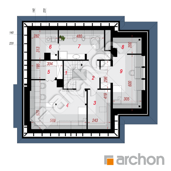 Проект будинку ARCHON+ Будинок в бузку (ГПД) вер.2 План мансандри