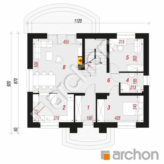 Проект дома ARCHON+ Дом в люцерне (П) вер.2 План першого поверху