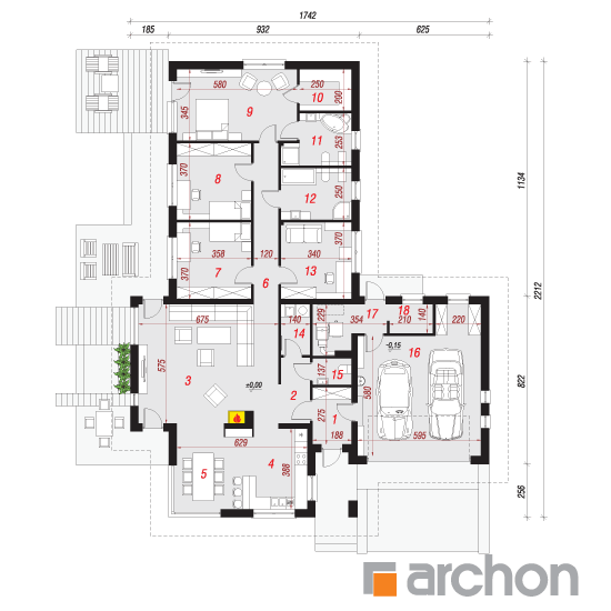 Проект будинку ARCHON+ Будинок в амарантах 2 (Т) План першого поверху