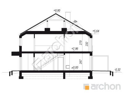 Проект дома ARCHON+ Дом в ривиях (ГСА) Розріз будинку