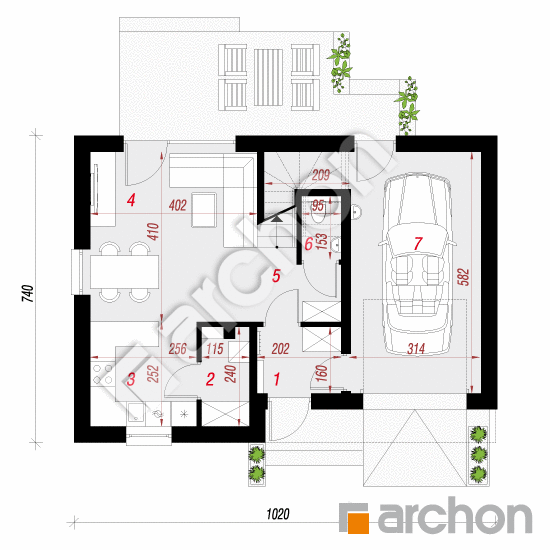Проект будинку ARCHON+ Будинок в мураях План першого поверху